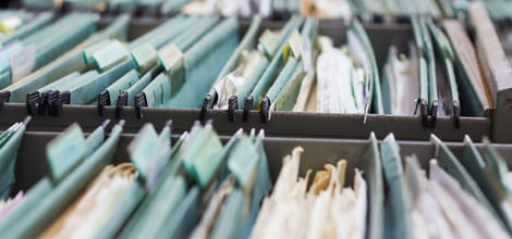 documents in filing cabinets